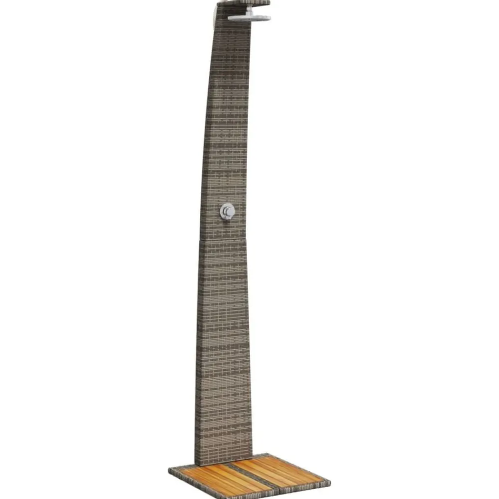 Buitendouche 55x60x224 cm poly rattan en acaciahout>vidaXL Discount