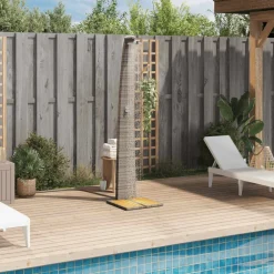 Buitendouche 55x60x224 cm poly rattan en acaciahout><noscript><img width=