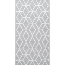 Tuin & Gazon*vidaXL Buitenkleed ARAKIL 80x150 cm PP grijs Grijs en wit