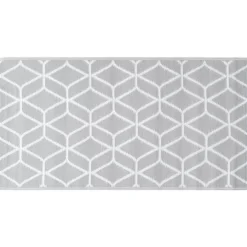 Tuin & Gazon*vidaXL Buitenkleed ARAKIL 80x150 cm PP grijs Grijs en wit