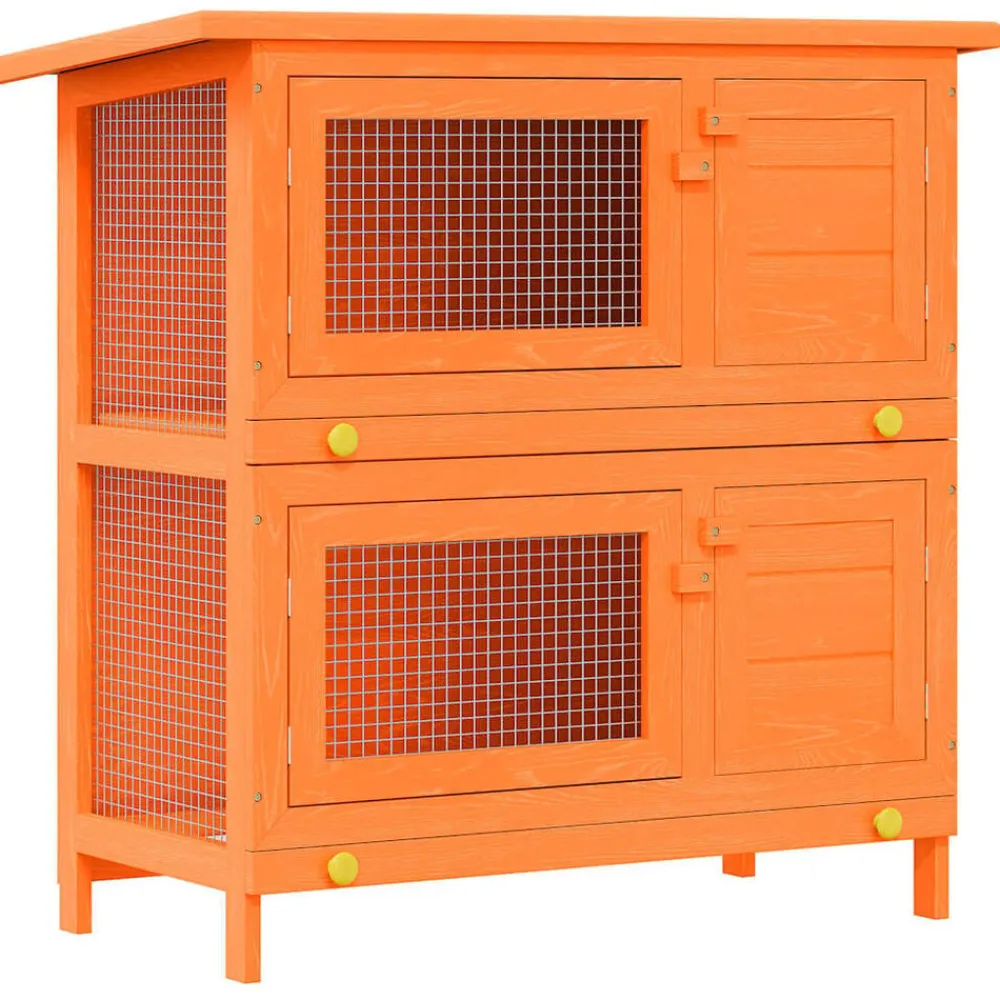 Huisdierbenodigdheden*vidaXL Buitenkonijnenhok voor kleine huisdieren, 4 deuren, hout