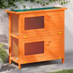 Huisdierbenodigdheden*vidaXL Buitenkonijnenhok voor kleine huisdieren, 4 deuren, hout