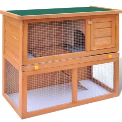 Huisdierbenodigdheden*vidaXL Buitenkonijnenhok voor kleine huisdieren, 1 deur, hout