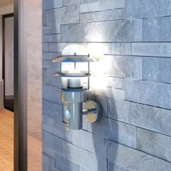 Verlichting*vidaXL Buitenmuurlamp met bewegingssensor RVS