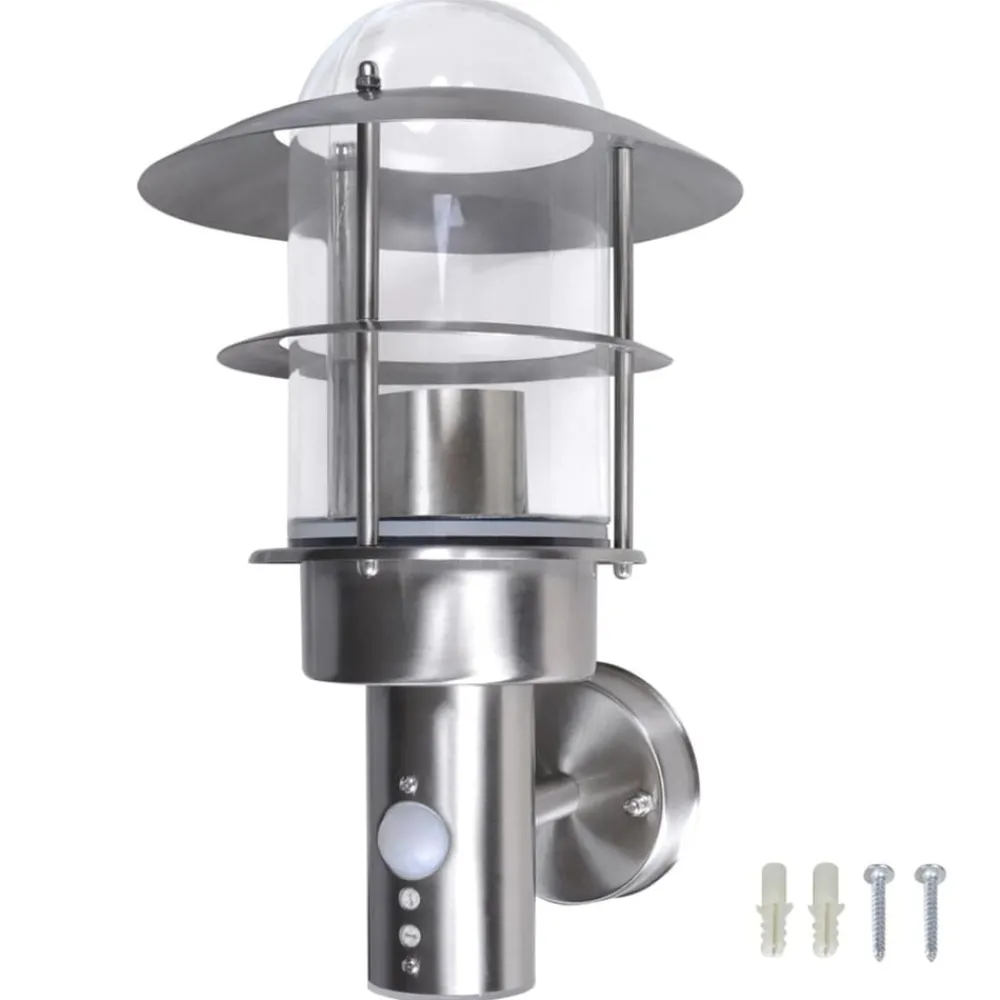 Verlichting*vidaXL Buitenmuurlamp met bewegingssensor RVS