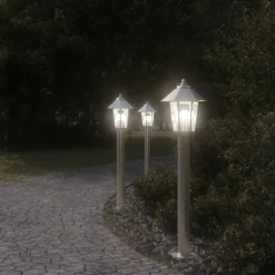 Verlichting*vidaXL Buitenvloerlamp 80 cm roestvrijstaal kleurig Zilver