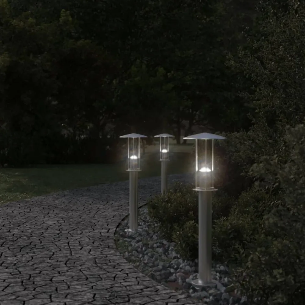 Verlichting*vidaXL Buitenvloerlamp 60 cm roestvrijstaal kleurig Zilver