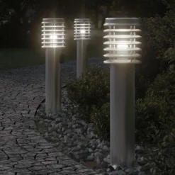 Verlichting*vidaXL Buitenvloerlamp met stopcontact 60 cm roestvrijstaal Zilver