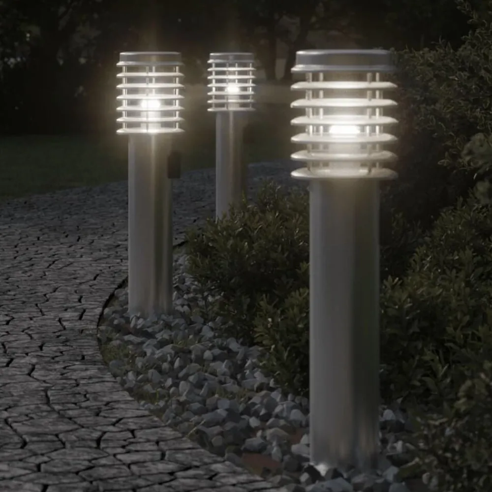 Verlichting*vidaXL Buitenvloerlamp met stopcontact 60 cm roestvrijstaal Zilver