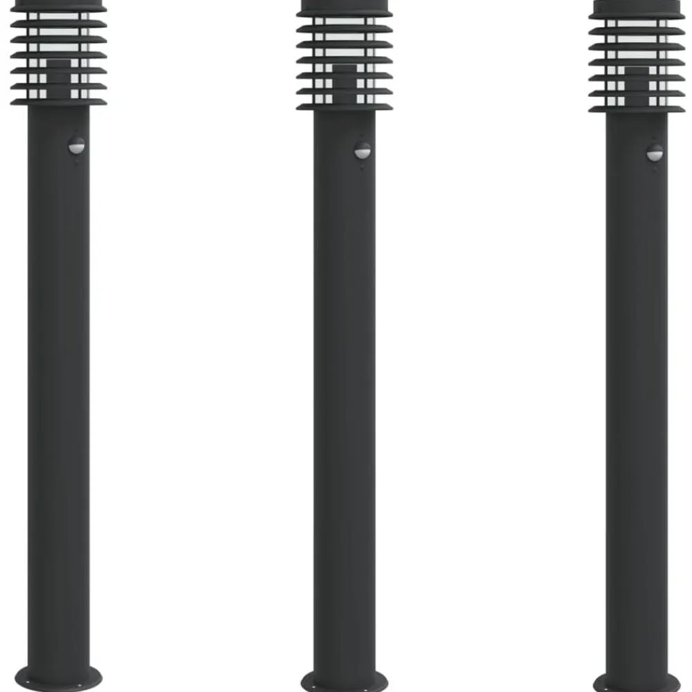 Verlichting*vidaXL Buitenvloerlampen 3 st met sensors 110 cm roestvrijstaal Zwart