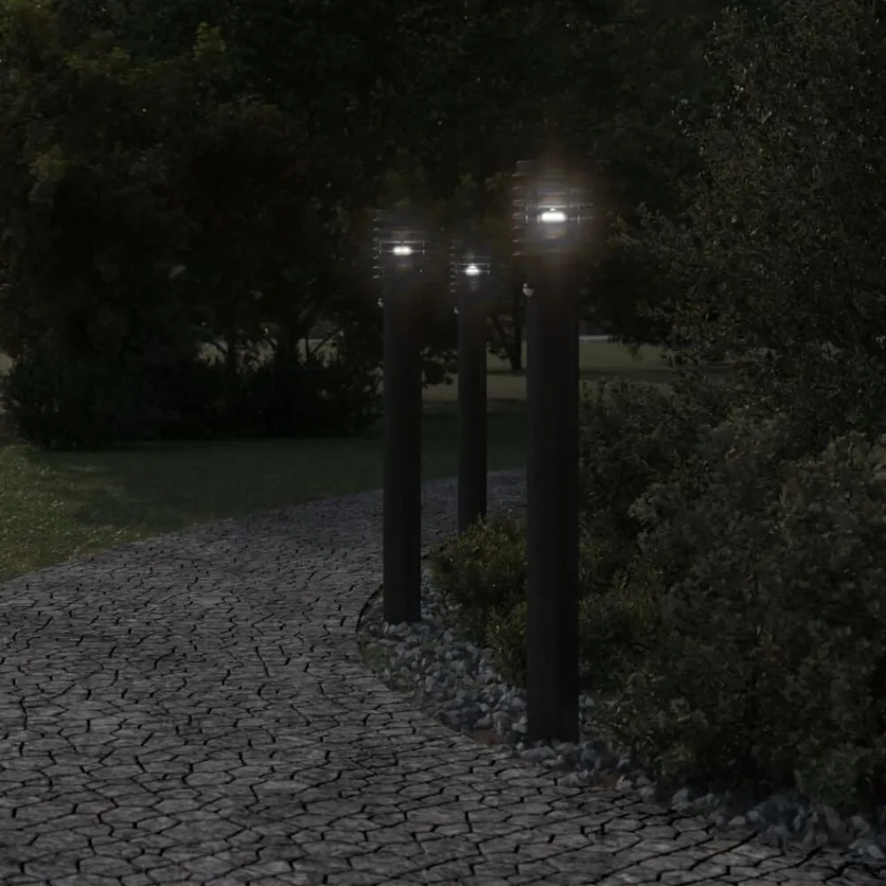 Verlichting*vidaXL Buitenvloerlampen 3 st met sensors 110 cm roestvrijstaal Zwart