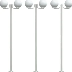 Verlichting*vidaXL Buitenvloerlampen 3 st 215 cm roestvrij staal zilverkleurig