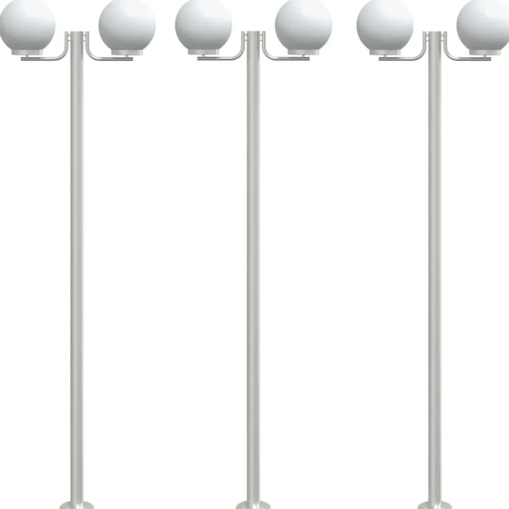 Verlichting*vidaXL Buitenvloerlampen 3 st 215 cm roestvrij staal zilverkleurig