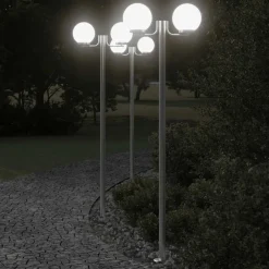 Verlichting*vidaXL Buitenvloerlampen 3 st 215 cm roestvrij staal zilverkleurig