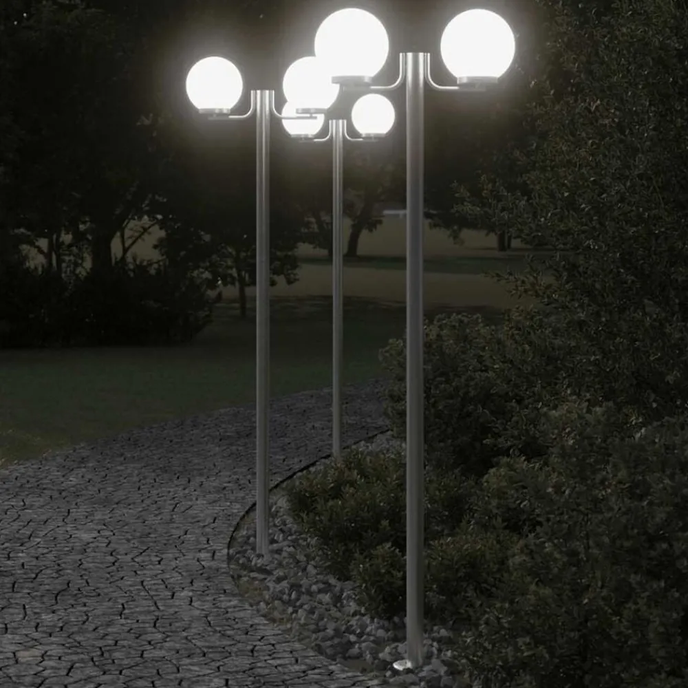 Verlichting*vidaXL Buitenvloerlampen 3 st 215 cm roestvrij staal zilverkleurig