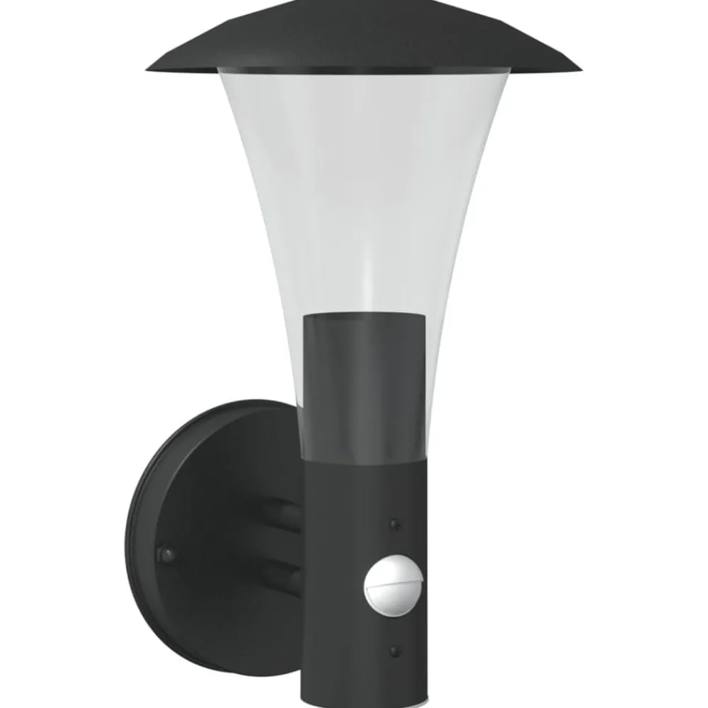 Verlichting*vidaXL Buitenwandlamp met sensor roestvrij staal Zwart