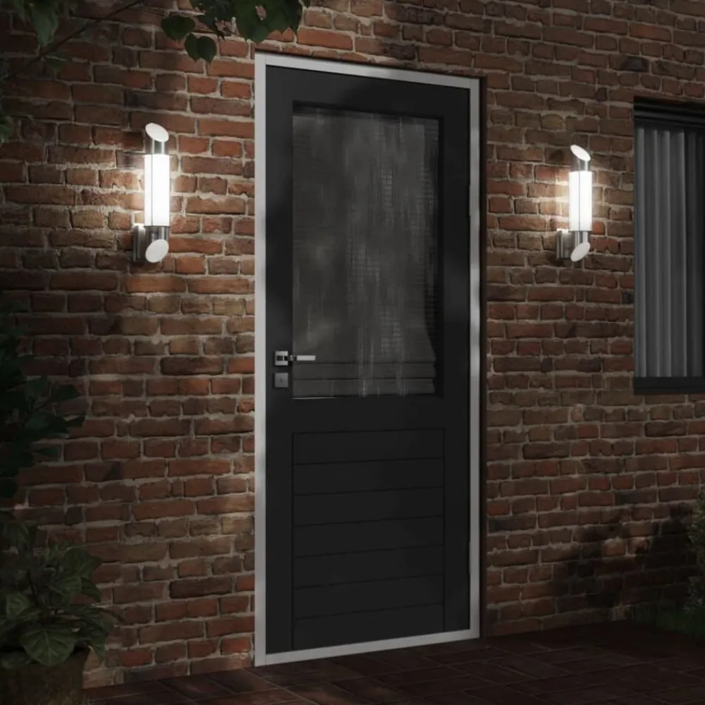 Verlichting*vidaXL Buitenwandlamp roestvrij staal kleurig Zilver