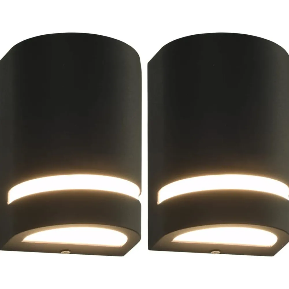 Buitenwandlampen 2 st 35 W halfrond zwart>vidaXL Clearance