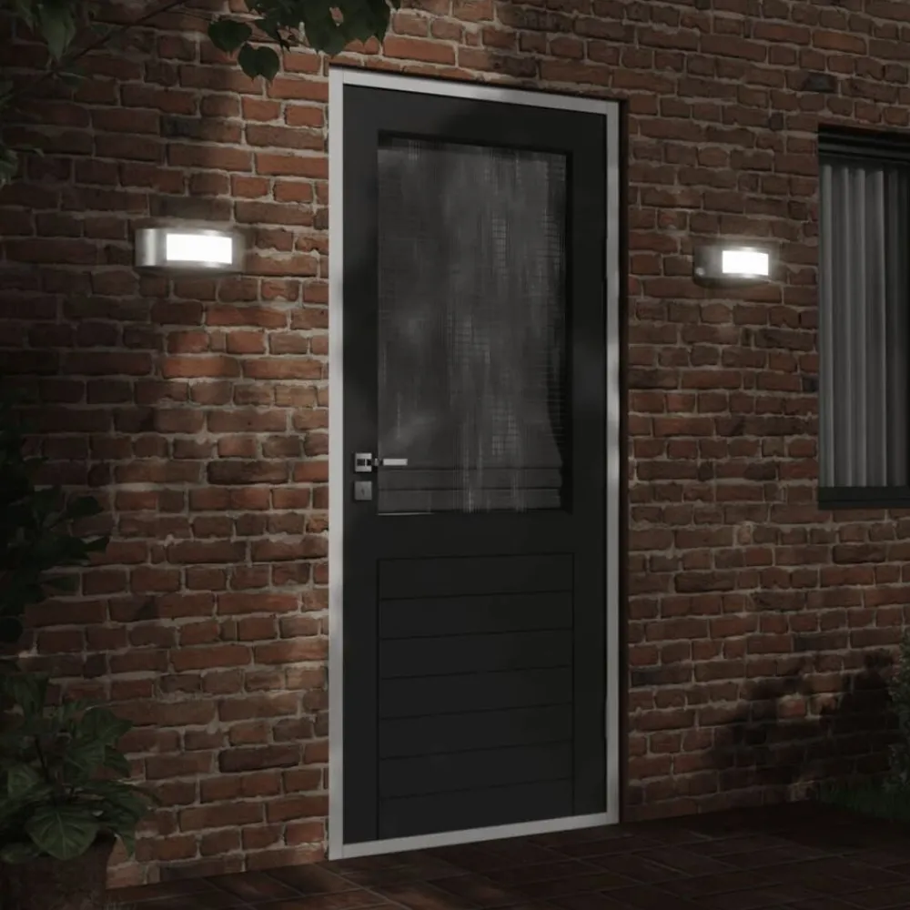 Verlichting*vidaXL Buitenwandlampen 2 st roestvrij staal kleurig Zilver