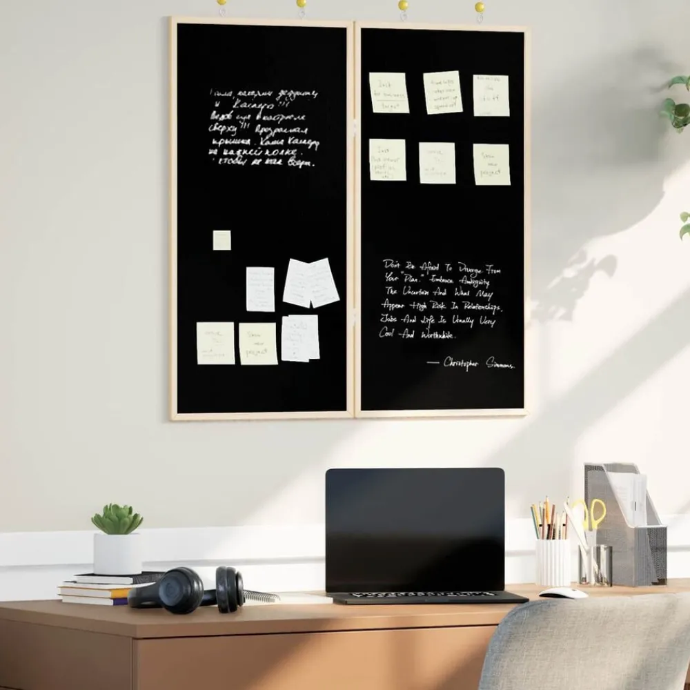 Bulletinbord Zwart 80 x 80 x 1.4 cm Massief grenenhout>vidaXL Outlet