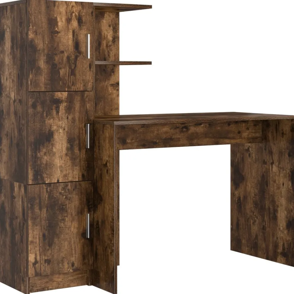 Kantoormeubelen*vidaXL Bureau 2 pcs Gerookt eiken