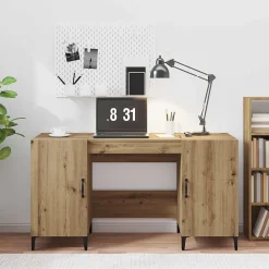 Kantoormeubelen*vidaXL Bureau Ambachtelijk eiken 140 x 50 x 75 cm Bewerkt hout artisanaal eikenkleurig