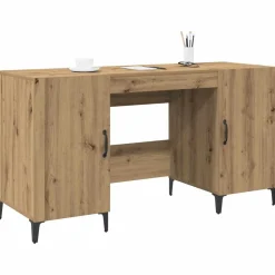 Kantoormeubelen*vidaXL Bureau Ambachtelijk eiken 140 x 50 x 75 cm Bewerkt hout artisanaal eikenkleurig