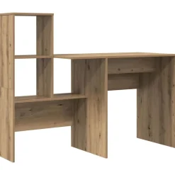 Kantoormeubelen*vidaXL Bureau Artisan Eiken 131,5 x 50 x 106,5 cm Bewerkt hout artisanaal eikenkleurig