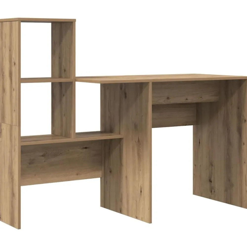 Kantoormeubelen*vidaXL Bureau Artisan Eiken 131,5 x 50 x 106,5 cm Bewerkt hout artisanaal eikenkleurig