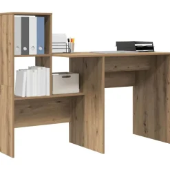Kantoormeubelen*vidaXL Bureau Artisan Eiken 131,5 x 50 x 106,5 cm Bewerkt hout artisanaal eikenkleurig