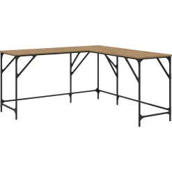 Kantoormeubelen*vidaXL Bureau Artisan Eiken 149 x 149 x 75 cm Bewerkt hout artisanaal eikenkleurig