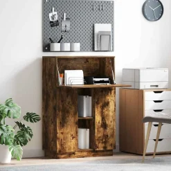 Kantoormeubelen*vidaXL Bureau 71,5 x 31,5 x 106,5 cm Bewerkt hout Gerookt eiken
