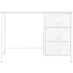 Kantoormeubelen*vidaXL Bureau industrieel met lades 105x52x75 cm staal Wit
