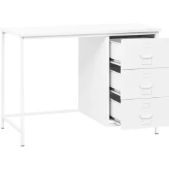Kantoormeubelen*vidaXL Bureau industrieel met lades 105x52x75 cm staal Wit