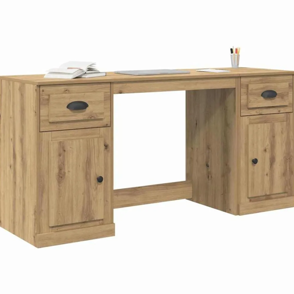 Kantoormeubelen*vidaXL Bureau met kast Artisan Eiken 154,5 x 50 x 75 cm Bewerkt hout artisanaal eikenkleurig