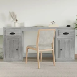 Kantoormeubelen*vidaXL Bureau met kast bewerkt hout eikenkleurig Grijs sonoma