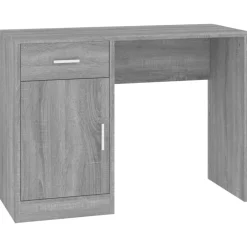 Kantoormeubelen*vidaXL Bureau met kast en lade 100x40x73 cm bewerkt hout Grijs sonoma