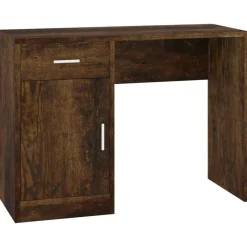 Kantoormeubelen*vidaXL Bureau met kast en lade 100x40x73 cm bewerkt hout Gerookt eiken