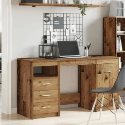 Kantoormeubelen*vidaXL Bureau met kast Bewerkt hout Oud hout