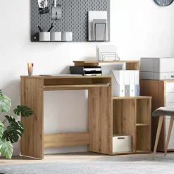 Kantoormeubelen*vidaXL Bureau met lade Artisan Eiken 120,5 x 44 x 88,5 cm Bewerkt hout artisanaal eikenkleurig