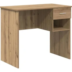 Kantoormeubelen*vidaXL Bureau met lade Artisan Eiken 90 x 49 x 75 cm Bewerkt hout artisanaal eikenkleurig