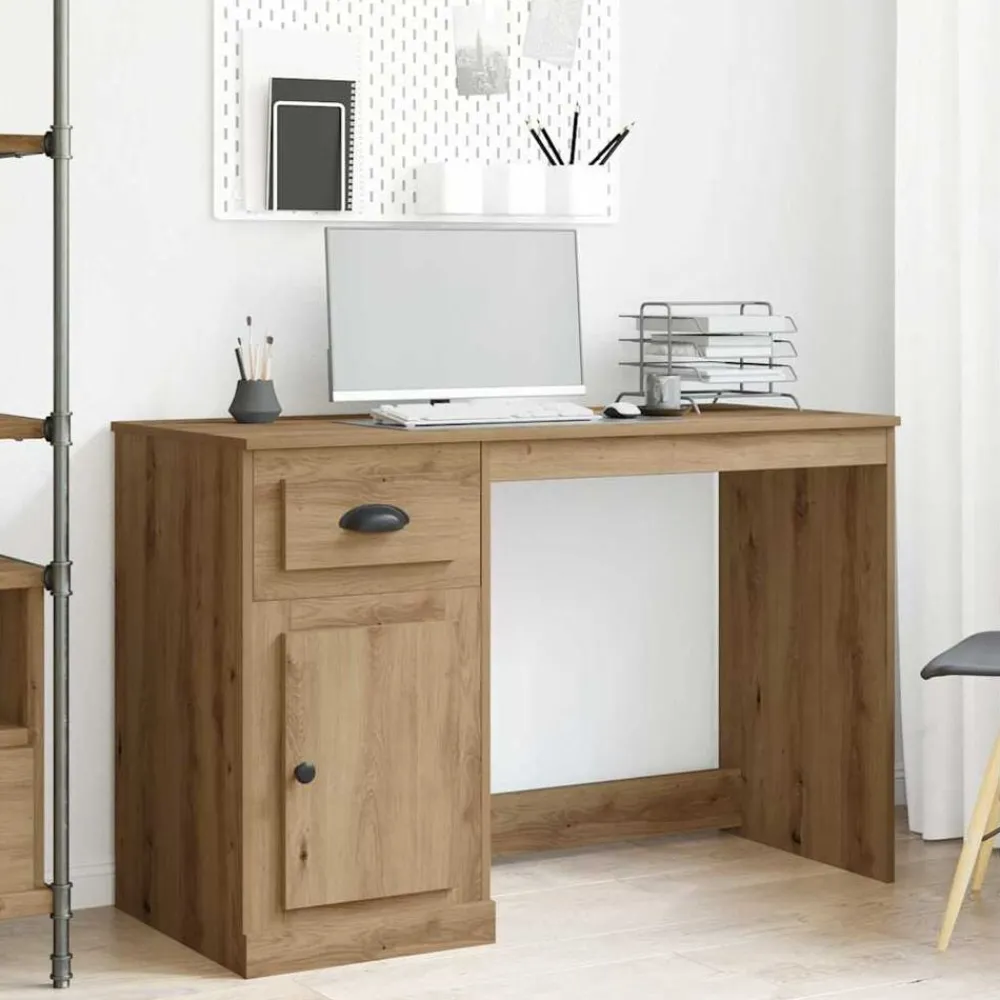 Bureau met lade Artisan Eiken 50 x 115 x 75 cm Bewerkt hout>vidaXL Online