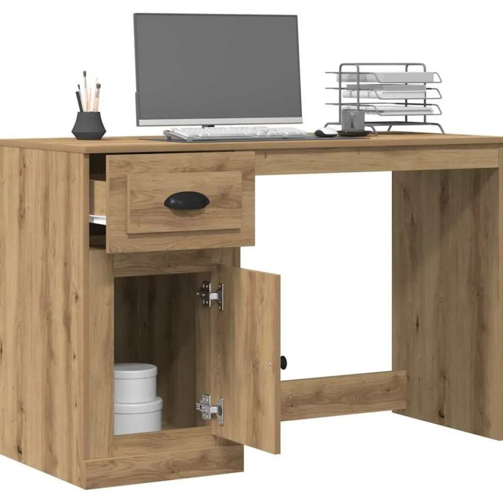 Bureau met lade Artisan Eiken 50 x 115 x 75 cm Bewerkt hout>vidaXL Online