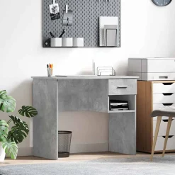 Bureau met lade Beton Grijs 90 x 49 x 75 cm Bewerkt hout>vidaXL Clearance