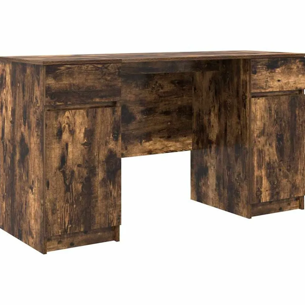 Kantoormeubelen*vidaXL Bureau met lade 140 x 49 x 76 cm Bewerkt hout Gerookt eiken