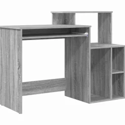 Kantoormeubelen*vidaXL Bureau met lade 120,5 x 44 x 88,5 cm Bewerkt hout Grijs sonoma