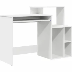 Kantoormeubelen*vidaXL Bureau met lade met plank 120,5 x 44 x 88,5 cm Bewerkt hout Wit