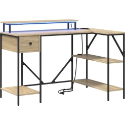 Kantoormeubelen*vidaXL Bureau met lade 120 x 79 x 86,5 cm Bewerkt hout Sonoma eiken