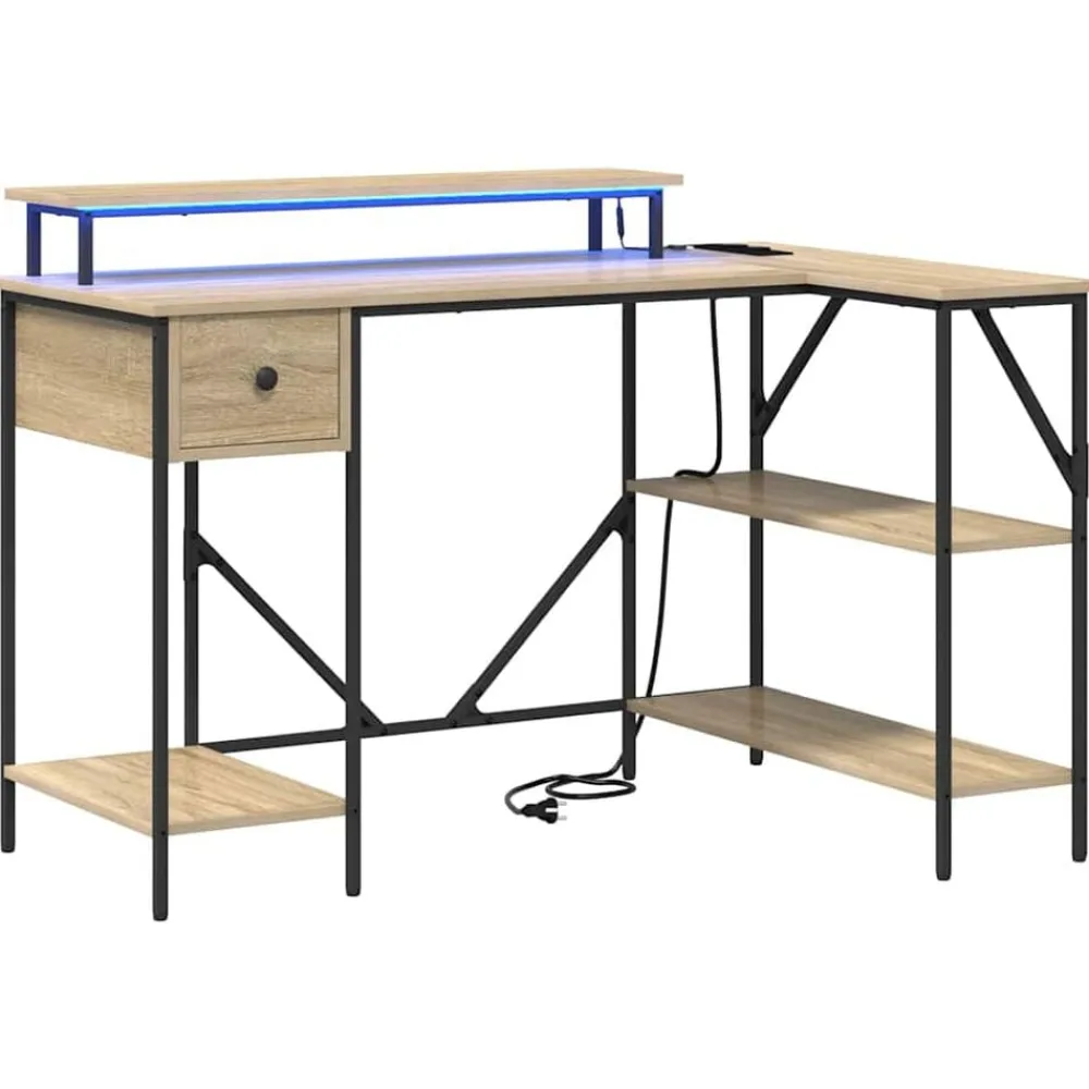 Kantoormeubelen*vidaXL Bureau met lade 120 x 79 x 86,5 cm Bewerkt hout Sonoma eiken