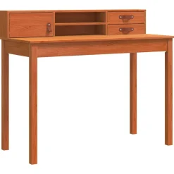 Kantoormeubelen*vidaXL Bureau met lade 110 x 50 x 93 cm Massief Grenen Hout Wasbruin